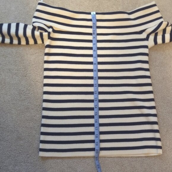 Club Monaco Felicienne Striped Off The Shoulder Sweater, M - Picture 6 of 6